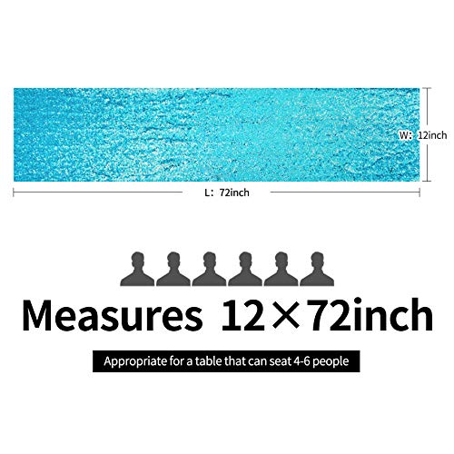 2PCS 12x72 Turquoise Sequin Table Runner - Glitter Wedding Party Decor, 12x72 Inch (2PCS)