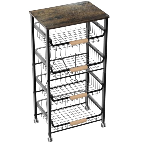 Black 5-Layer Fruit & Food Organizer Rack - Stackable Kitchen Storage