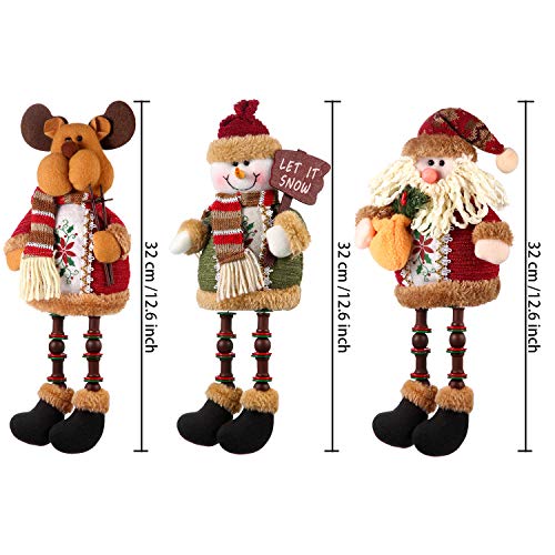 Sumind 3 Pcs Christmas Santa Snowman Reindeer Sitters with Long Legs - Holiday Decor