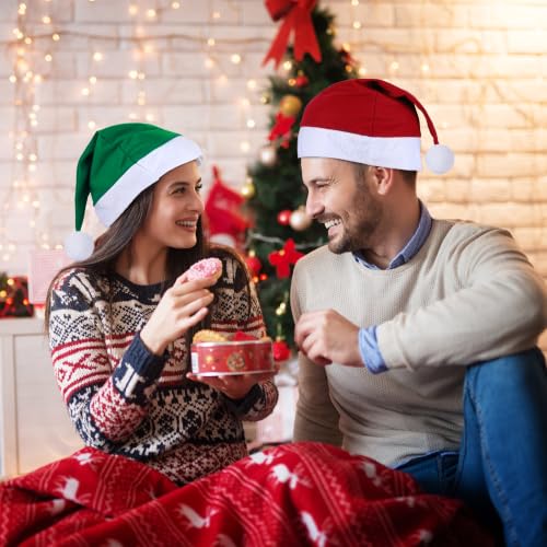 Fovths 48-Pack Christmas Santa Hats for Adults in Red & Green, Bulk Holiday Party Supplies