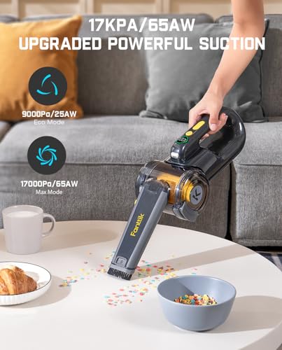 Cordless Handheld Vacuum Cleaner with 17kPa Suction, Foldable Design, Charging Base, Smart LED Display