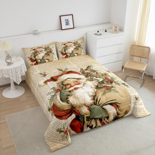 Feelyou Christmas Comforter Set Queen Light Brown Kids Bedding