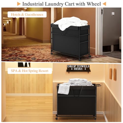 Large Capacity Office & Hotel Trash Cart 51.5 Gal Lockable Waste Bin