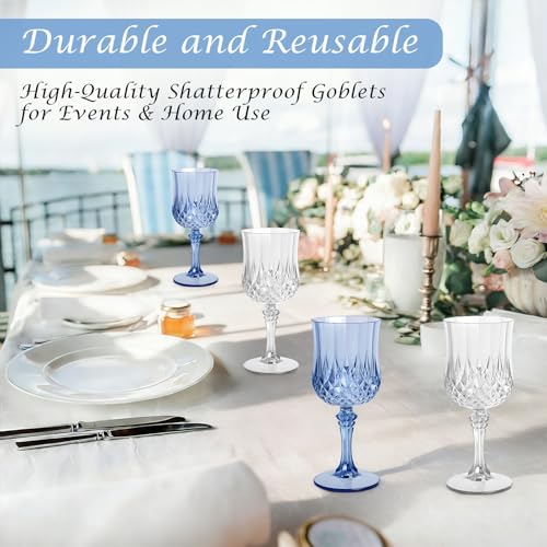 AmeLeis Clear Plastic Wine Glasses Set of 24, 7.7 oz Reusable Goblets for Wedding & Party
