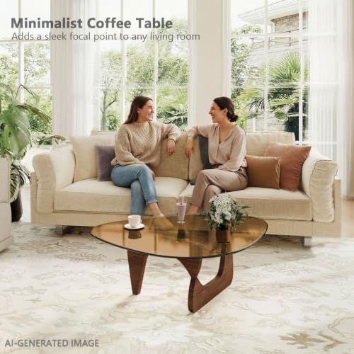 Triangle MDF Frame Coffee Table with Amber Tempered Glass Top
