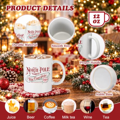 Yaomiao 8 Pcs North Pole Christmas Mugs - 11.8 oz Ceramic Coffee Cups