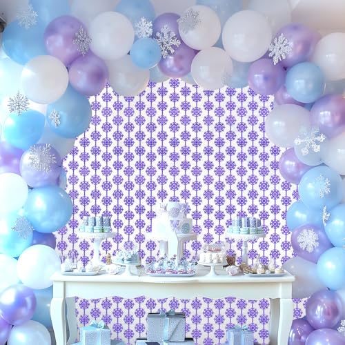 Snowflake Decorations 3 Sheets Iridescent Purple Hanging Snowflake Streamers Garland Winter Wonderland Foil Fringe Curtains Backdrop Lavender Frozen Party Decorations