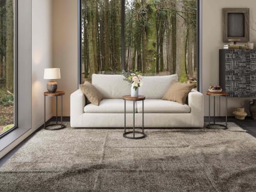 YAUKOMEL Walnut Small Round Side Table - Compact Sofa & Nightstand