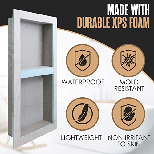 Shower Niche Insert Tile Ready 12x28 Inches Prefab Wall Box for Shower Storage - Houseables