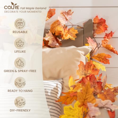 10 Pack Fall Leaf Garland - 59ft Artificial Maple Leaves for Thanksgiving & Home Decor
