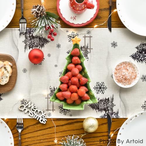 Artoid Mode Black Snowman Xmas Table Runner 13 x 108 Inch Holiday Home Decor