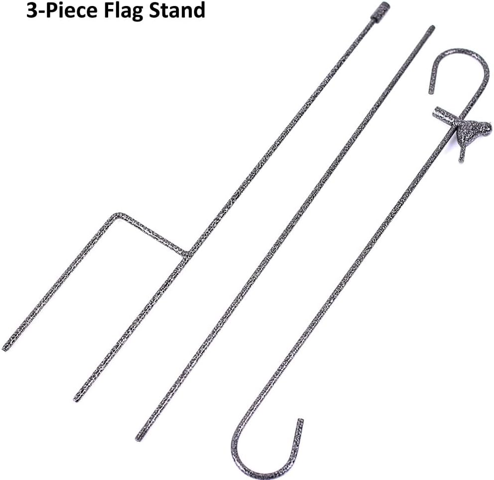 Skiennix Garden Flag Holder - Heavy Duty Wrought Iron Stand for 12 x 18 Inch Flags - Black Finish