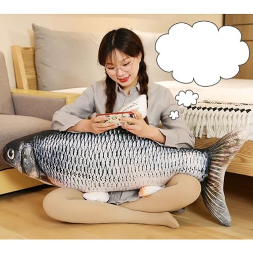 31.5 inches / 80 cm Simulation Fish Plush Toy £¬Soft Fish Cushion Pillow Grass carp Plush Pillow Stuffed Toy Throw Pillow for Home Decoration Gift Kids Stuffed Animal Toy