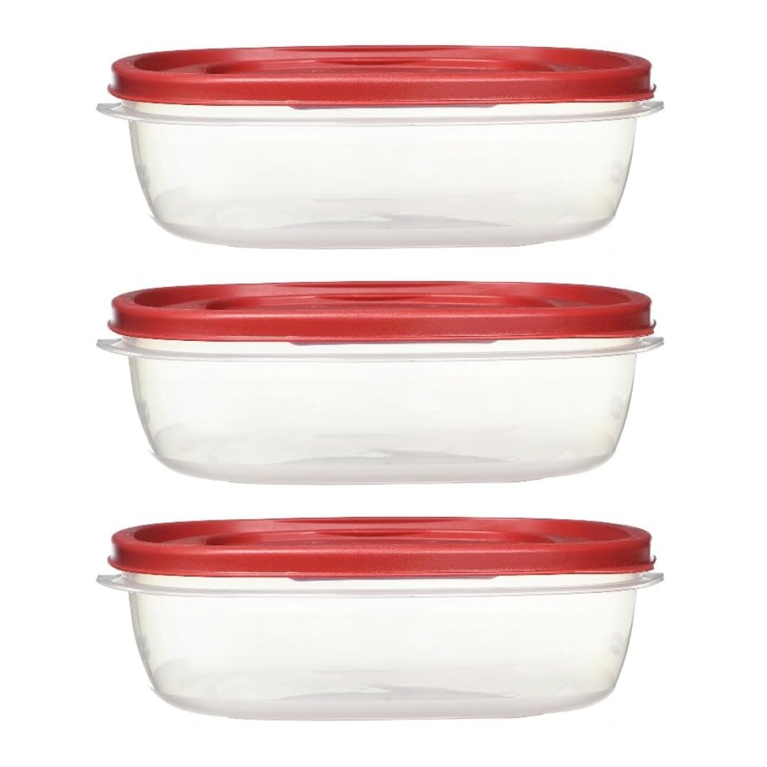 Utensilux Rubber maid Food Storage Containers Nine Cup Food Storage Containers 7 Peice Set, Easy Find Lids, 3 Containers, 3 Lids Chalk Pen And Chalk Labels