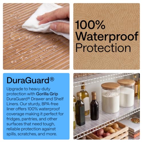 Gorilla Grip Non-Adhesive Clear Ribbed Shelf Liner 12x20 ft - Waterproof & Food Safe