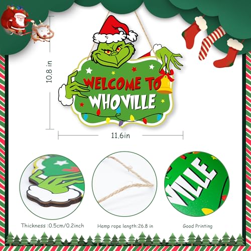 Christmas Decorations Hanging Signs Christmas Door Sign Welcome to Whoville Sign for Holiday Xmas Door Decor