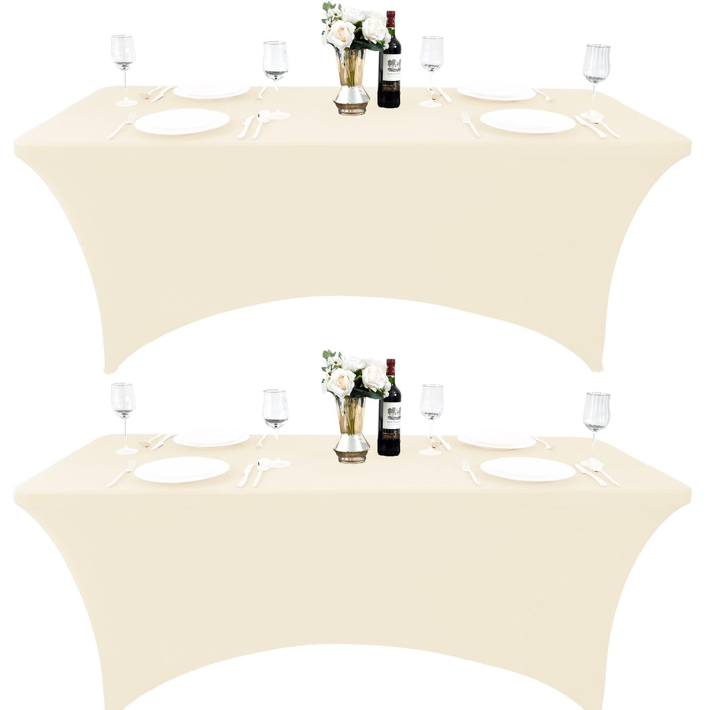 ZarzaaSik 10-Pack 6ft Spandex Table Covers for Rectangle Standard Folding Tables - Wrinkle Resistant Stretch Tablecloths - Ultimate Fitted Table Protector for Parties, Banquet, Wedding