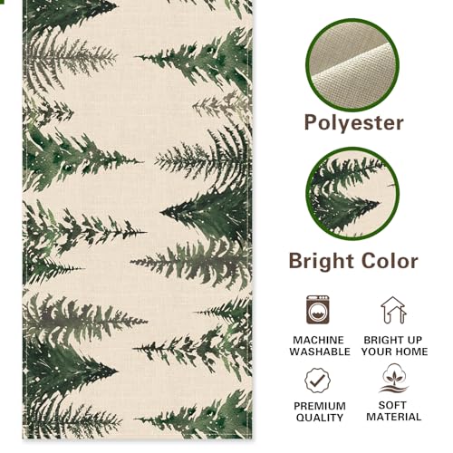 Croar Pine Trees Christmas Table Runner 13x72 in - Burlap Look