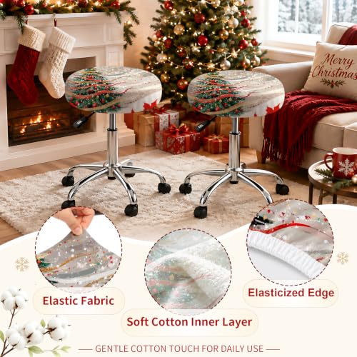 Bar Stool Covers Round Christmas 2-Pack, Fits 12-15 Inch Seats
