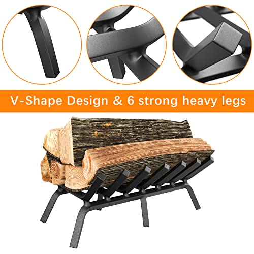 24 Inch Fireplace Grate - Heavy Duty Solid Steel Log Holder for Indoor & Outdoor Fireplaces