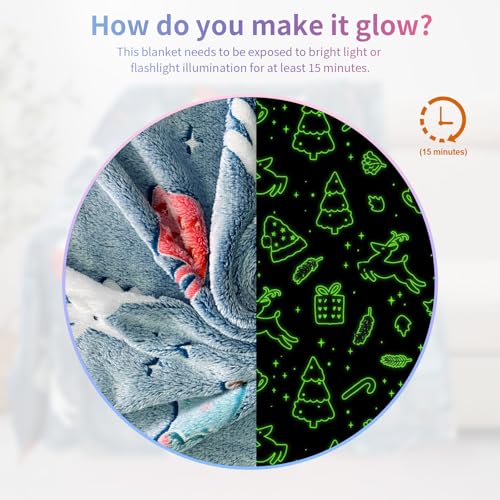 Christmas Blanket for Boys, Christmas Glow in The Dark Blanket for Kids/Toddler/Baby, Soft Fleece Blankets and Throw, Birthday 40"x 60"