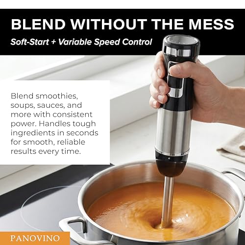 Black Handheld Immersion Blender with 7-Speed Control - PANOVINO