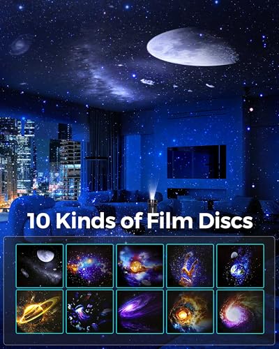 Galaxy Projector with White Noise Machine for Bedroom Kids & Adults - Star & Solar System Night Light with Timer
