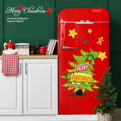 TOODOO Cute Christmas Refrigerator Magnets DIY Xmas Tree Stickers Holiday Decor