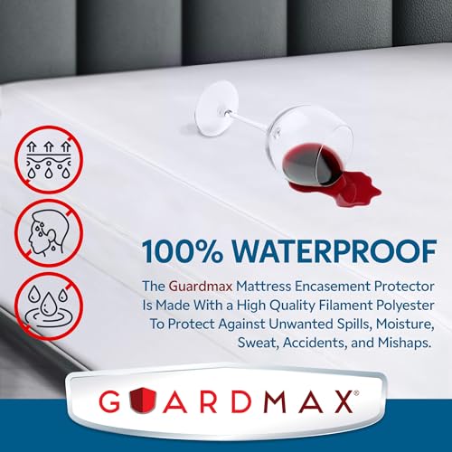 Guardmax Full Mattress Protector Zippered 12" Deep Waterproof Bed Bug Cover - White