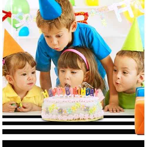 3 Pcs Stripe Table Runner Plastic 14 x 108 Black and White Striped Table Runners for Wedding Birthday Baby Shower Party Table Centerpiece Decorations Disposable Table Runner