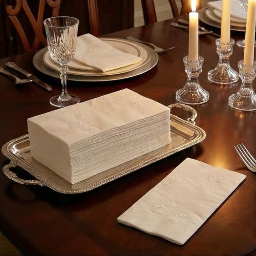 400 Pack White Disposable Dinner Napkins 2-Ply - Elegant Guest & Wedding Use