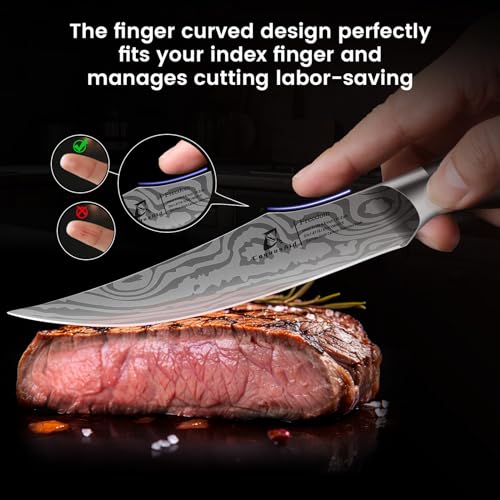 CoquusAid 6-Piece Non-Serrated Steak Knife Set with Rest – High-Carbon Stainless Steel