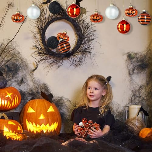 QFkris 12 Pack Halloween Tree Ornaments - 5 Styles Indoor Glass Ornaments Set12-1