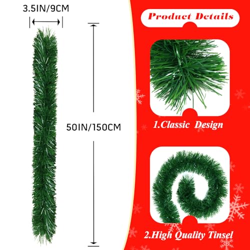 Yuubin 50Ft Green Christmas Garland Decoration Non-Lit Indoor Outdoor Holiday Wreath