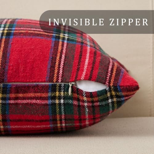 Christmas Plaid Pillow Covers 26x26 2Pcs Red Xmas Decorations
