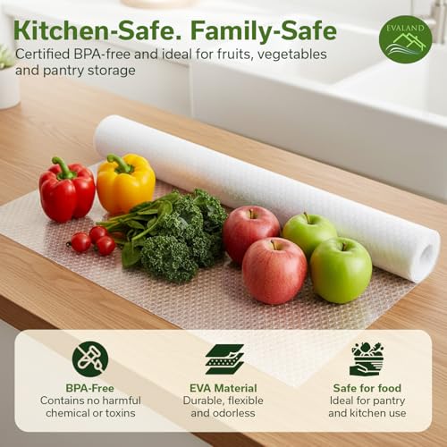 Non-Slip Clear Shelf Liner for Cabinets & Drawers - 17.7 in x 33 ft Thickened EVA