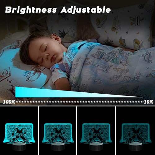 Ice Hockey Night Light, 3D LED Optical Illusion Lamp with Remote Control and Timer, Perfect Christmas and Birthday Gift Idea for Boys, Kids, and Teen