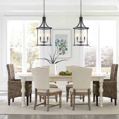 PARTPHONER 3-Light Farmhouse Black Pendant Light Fixture - Open Frame Kitchen & Dining Chandelier