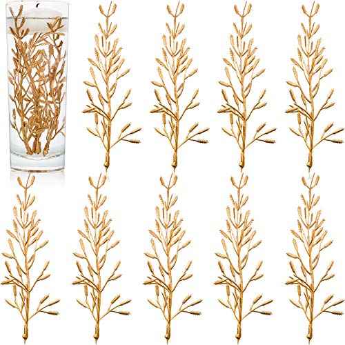 WILLBOND 30 Pcs Faux Flowers for Floating Candles Floating Flowers Vase Fillers for Centerpieces Mini Flower Filler Filling in Cylinder for Wedding Centerpiece Party Decor (Gold)