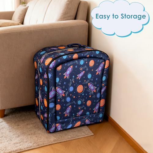 Foldable Portable Toddler Travel Bed with Washable Cover - Blue