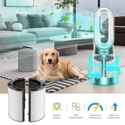 iSingo 2 Pack Combi 360° Glass HEPA & Carbon Filter for Dyson TP04 TP10 Air Purifiers