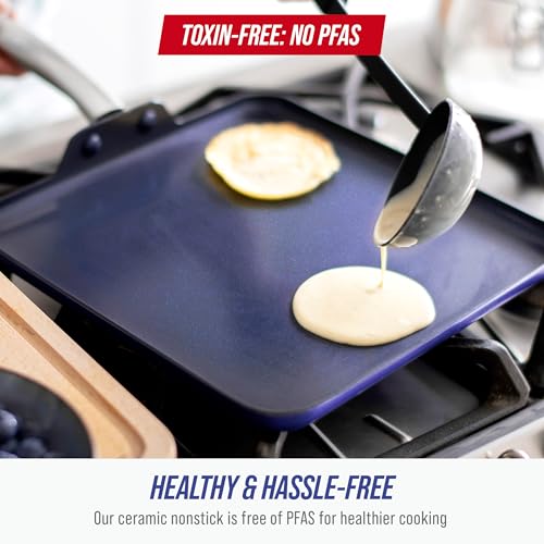 Blue Diamond 11" Infused Ceramic Nonstick Square Griddle Pan,