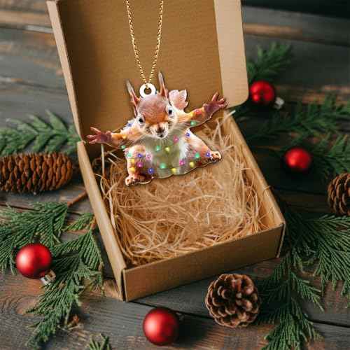 2 Side Wooden Vacation Movie Flying Squirrel Christmas Ornaments 2025, Keepsake Gift for Men & Women, Christmas Tree Decorations