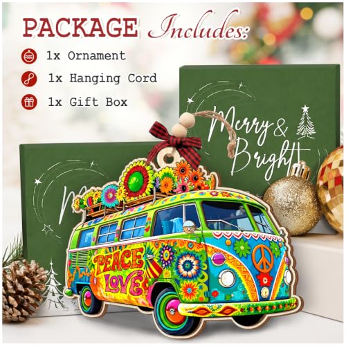 Hippie Christmas Ornament 2026 - Boho Decor for Women & Men, Peace & Love Design