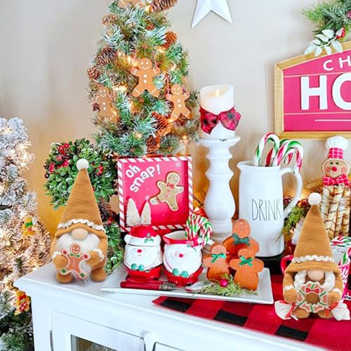 Vytina 2 Pack Christmas Gingerbread Gnome Decor - Handmade Holiday Ornaments
