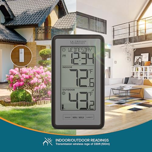 Digital Wireless Indoor Outdoor Thermometer with Humidity - Titanium Variation