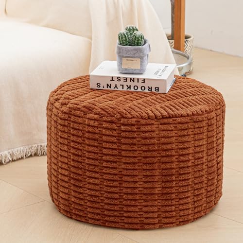 Asuprui Burnt Orange Round Ottoman Foot Rest 20x14 in - Leg Support for Couch