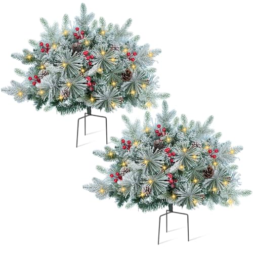 20" Outdoor Christmas Urn Filler with Lights - Realistic Artificial Tree