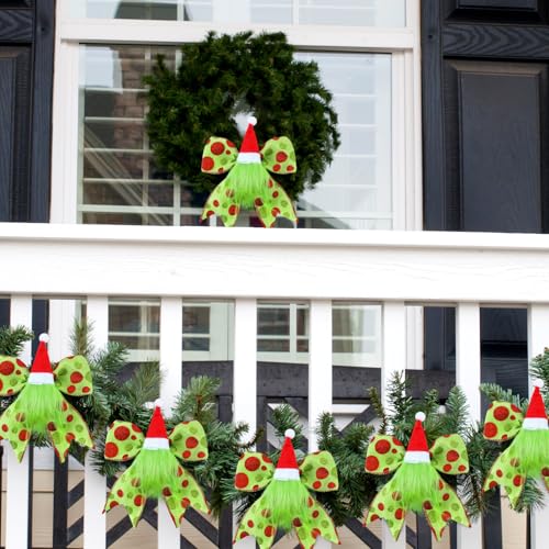 Christmas Bow Decorations 12 Pack 6 Inch Red & Green Polka Dot Holiday Wreath & Tree Ornaments