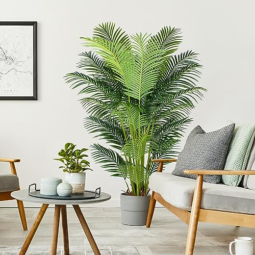 6 Ft Artificial Tropical Palm Tree with 24 Removable Leaves - Faux Indoor Outdoor Plant